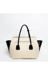Prada Original Soft Calfskin Leather Tote Bag BN2673 in White with Black XZ VS00568