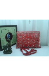 Prada Original Studs Calfskin Leather Shoulder Bag 826 in Red JJ VS05770