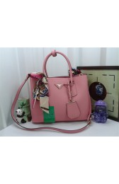 Prada Original Twin Saffiano Leather Cuir Tote BN2758 in Cherry Pink with Gold Hardware JJ VS07455