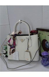 Prada Original Twin Saffiano Leather Cuir Tote BN2758 in Cream with Gold Hardware JJ VS08092