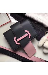 Prada Plex Ribbon Calf Leather Bag Black & Pink 1BD068 VS02371
