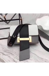 Prada Plex Ribbon Calf Leather Bag White & Grey & Black 1BD068 VS03771
