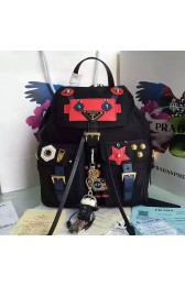 Prada Robot Fabric Backpack Black and Red 1BZ677 VS01937
