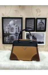 Prada Saffiano Calfskin Leather Tote Bag 1008 in Apricot with Black LSS VS00821
