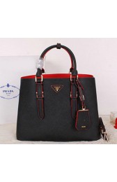 Prada Saffiano Cuir Leather Tote Bag BN2820 Black VS04934