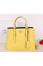 Prada Saffiano Cuir Leather Tote Bag BN2820 Lemon VS01215
