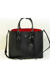 Prada Saffiano Cuir Leather Tote Bags BN2820 Black VS02773