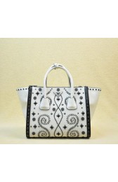 Prada Saffiano Embroidered Tote Bag BN2619E White VS08478