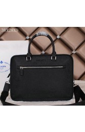 Prada Saffiano Leather Briefcase VA1052 Black VS02475