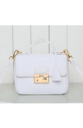 Prada Saffiano Leather Flap Bag BN0960 White VS02464