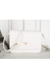 Prada Saffiano Leather Flap Shoulder Bag BT1213 White VS05066