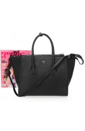 Prada Smooth Calfskin Leather Tote Bags BN2619 Black VS03028