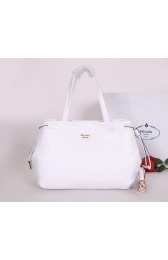 Prada Soft Calf Leather Tote Bag BR5104 White VS06013