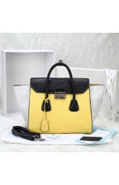 Prada Tote Bag Flap Handbag BN2665 in Yellow Calfskin Leather LSS VS03709