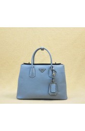 Prada Twin Saffiano Cuir Leather Tote Bag BN2748 SkyBlue VS06732