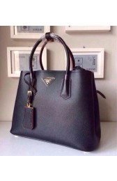 Prada Twin Saffiano Leather Cuir Large Tote BN2756 in Black with Gold Hardware Mingd VS09837