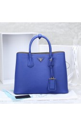 Prada Twin Saffiano Leather Cuir Large Tote BN2756 in Blue with Gold Hardware LSS VS01707