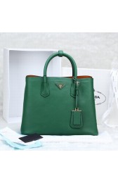 Prada Twin Saffiano Leather Cuir Large Tote BN2756 in Green with Gold Hardware LSS VS06104