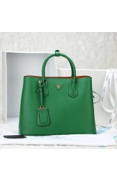 Prada Twin Saffiano Leather Cuir Large Tote BN2756 in Light Green with Gold Hardware LSS VS01346