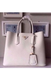 Prada Twin Saffiano Leather Cuir Large Tote BN2756 in White with Gold Hardware Mingd VS04236