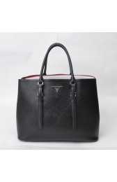 Prada Twin Saffiano Leather Cuir Large Tote BN2820 in Black with Silver Hardware XZ VS07613