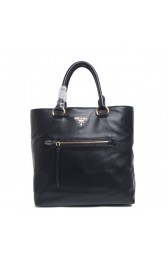 Prada Vitello Daino Shopper Tote BN2754 in Black Original Clafskin Leather XZ VS06463