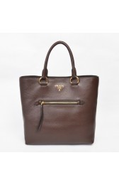Prada Vitello Daino Shopper Tote BN2754 in Coffee Original Clafskin Leather XZ VS01665