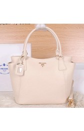Prada Vitello Daino Tote Bags Grainy Leather BR2435 White VS09501