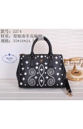 Prada Weave Leather Tote Bags B2274 Black VS09159