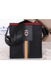 Quality Prada Canvas & Leather Messenger Bag P38493 Black VS08813