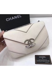 Replica 1:1 Chanel Grained Calfskin Chevron Flap Bag White A93774 VS06416
