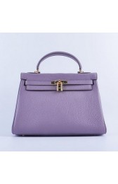 Replica AAA Hermes Kelly 32cm Shoulder Bags Lavender Grainy Leather Gold VS04455