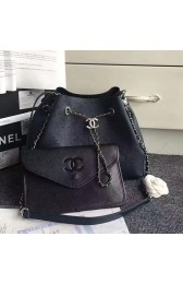 Replica AAAAA 2017 Chanel Perforated Drawstring Bucket Bag Blue A93596 VS03645