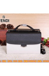 Replica AAAAA Fendi Demi Jour Bag Saffiano Leather F6070 Black&White VS08665