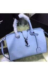 Replica AAAAA Saint Laurent Small Monogram Cabas Bag in Blue Original Calfskin 394461 VS02825