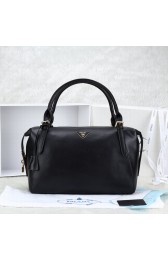 Replica Best 2014 Newest style Prada Hobo Boston tote bags 2865 in Black Original Clafskin Leather LSS VS05248