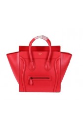 Replica Celine Luggage Mini Boston Tote Bags Calfskin Leather CL3308 Red VS06997