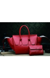 Replica Celine Luggage Phantom Original Calfskin Leather Bags 3052 in Red with a Clutch Bag YD VS01996