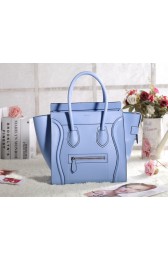 Replica Celine Micro Luggage 3307 in SLight hiny Blue Original Leather with Black Trim VS01597