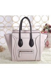 Replica Celine Mini Luggage 3308 in Light Pink with Black Original Leather VS00631
