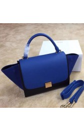 Replica Celine mini Trapeze Bag Original Nubuck Leather CTA3345 Royal&Black VS01775