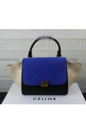 Replica Celine MINI Trapeze Bag Suede Leather CT3345 Royal&Black&OffWhite VS02980