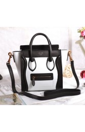 Replica Celine Nao Luggage 3309 in White with Black Original Leather VS03699