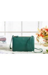 Replica Celine Small Trio Crossbody Bag 3001 in Dark Green Original Calfskin Leather VS00766