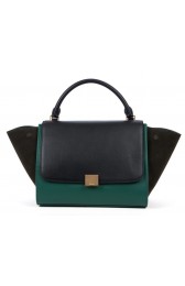 Replica Celine Trapeze tote Bag 3042 in Black with Green Original Leather with Black Suede Fug VS01778