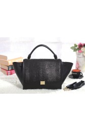 Replica Celine Trapeze tote Bag 3342 in Black Snake Leather VS05411