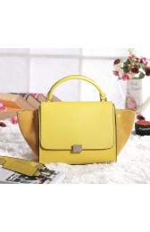 Replica Celine Trapeze tote Bag 3342 in Yellow Clemence with Suede Leather VS01499