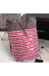 Replica Chanel Canvas Sequins Backpack Grey and Red A93671 VS05205