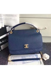 Replica Chanel Grained Calfskin Flap Bag with Top Handle Blue A93757 VS02159