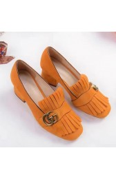 Replica Cheap Gucci Suede Mid-heel Pump Orange 461947 VS07306